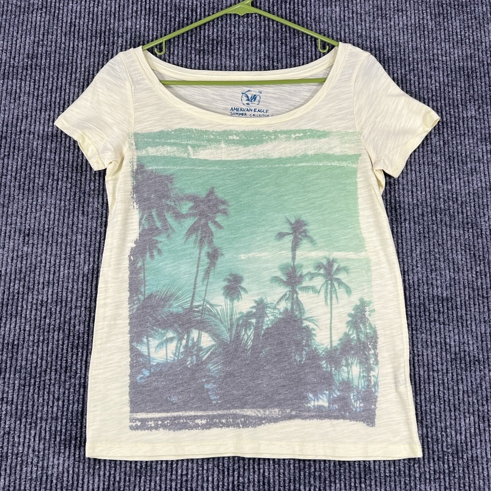 American Eagle Shirt Womens XS Extra Small Yellow Short Sleeve Summer Soft